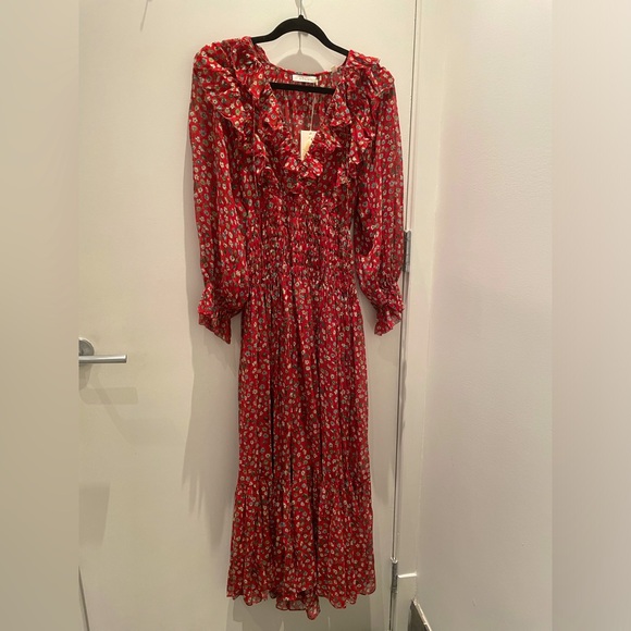 NWT DOEN MURIEL DRESS - XXS (roughly size 0-2) Red Print - Silk - Picture 4 of 12